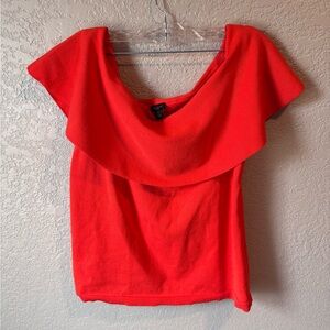 Ann Taylor  Orange Off-The-Shoulder Knit Top XL valentine Office Work Intern